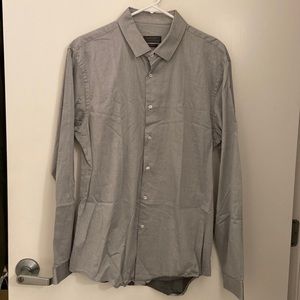ZARA Man Slim Fit Mens Grey Button Down Size XLarge